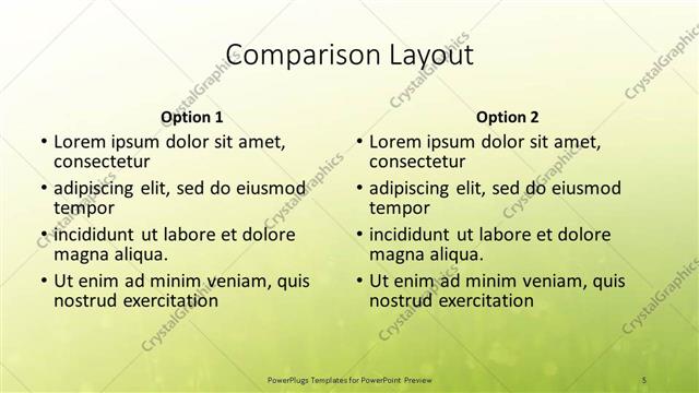 Comparison presentation slide layout