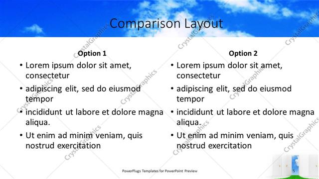 Comparison presentation slide layout