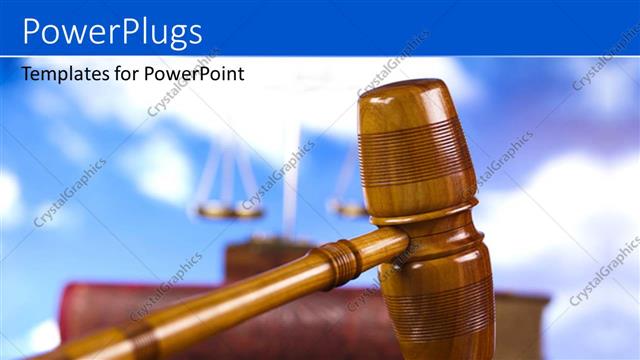  Presentation with gavel - A gravel with a book and clouds in the background