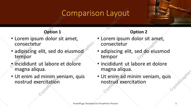 Comparison presentation slide layout