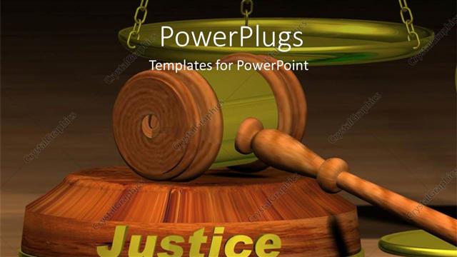  Presentation with justice - A gravel with a word justice and balance in background