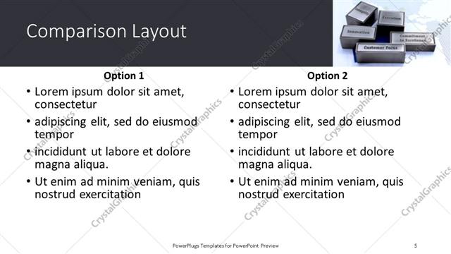 Comparison presentation slide layout