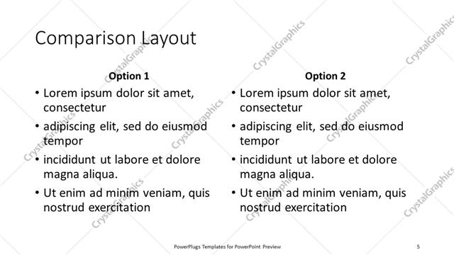 Comparison presentation slide layout