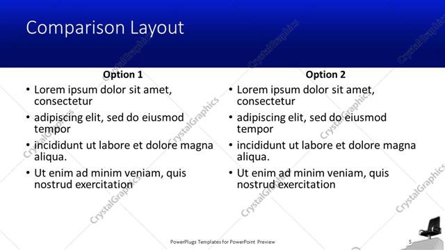 Comparison presentation slide layout
