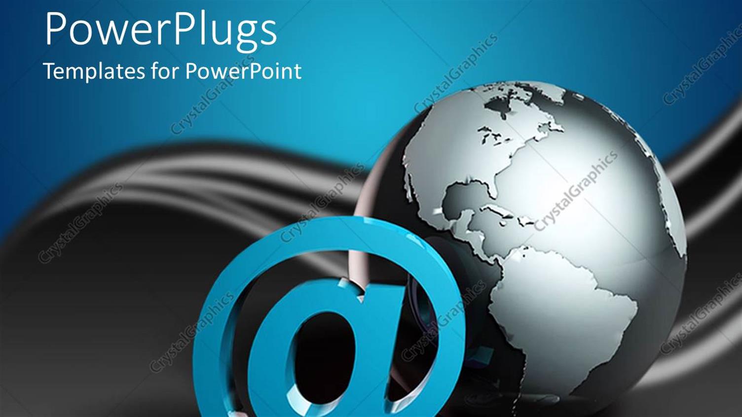 Featuring Gray Globe and @ Symbol on Gray and Blue Background