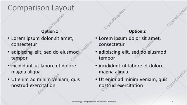 Comparison presentation slide layout