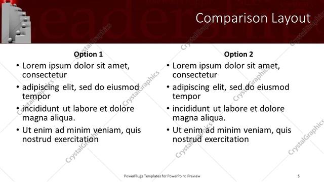 Comparison presentation slide layout