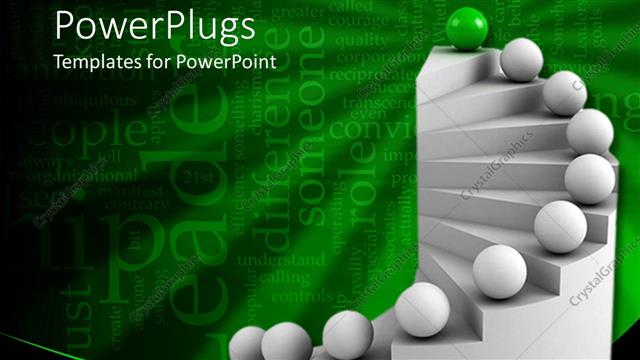  Presentation with spheres - Gray staircase with matching spheres, green top and background