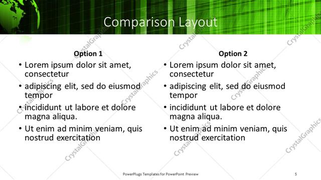 Comparison presentation slide layout