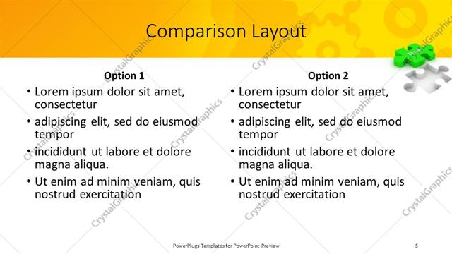 Comparison presentation slide layout
