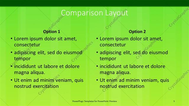 Comparison presentation slide layout