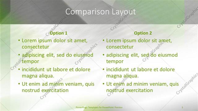 Comparison presentation slide layout