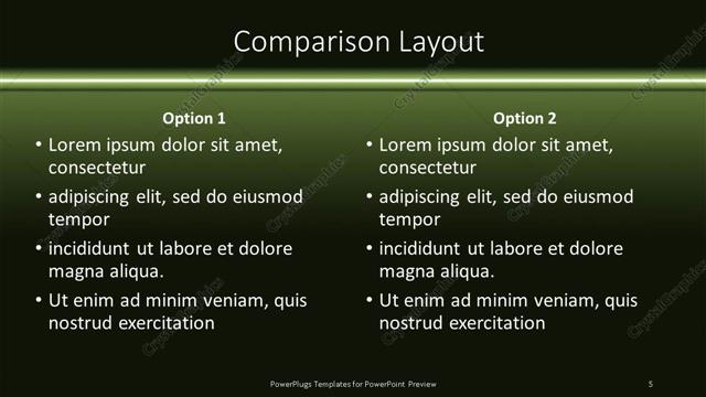 Comparison presentation slide layout