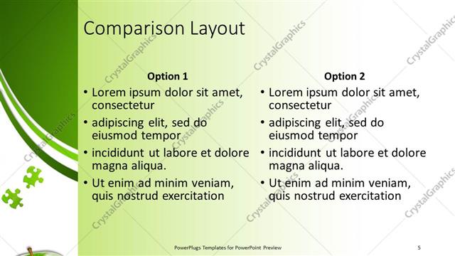 Comparison presentation slide layout