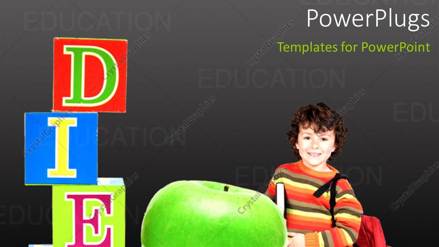 Featuring Green Apple with Colored 3D Cubes Forming Word DIET