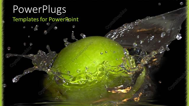  Presentation with water droplets - Green apple dropping in water with splash of water droplets