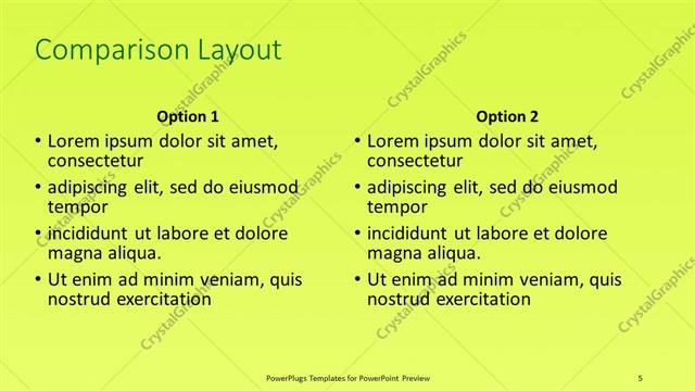 Comparison presentation slide layout