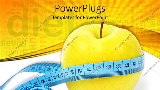  Presentation with measuring - Green apple with measuring tape round depicting healthy diet