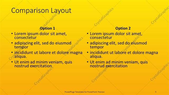 Comparison presentation slide layout