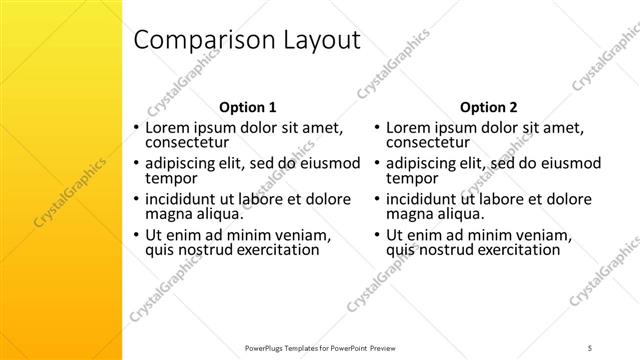 Comparison presentation slide layout
