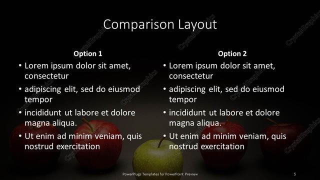Comparison presentation slide layout