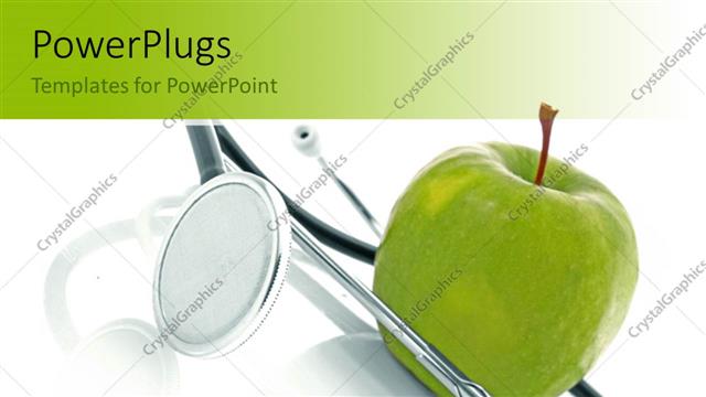  Presentation with reflection - Green apple and stethoscope with reflection on white surface?