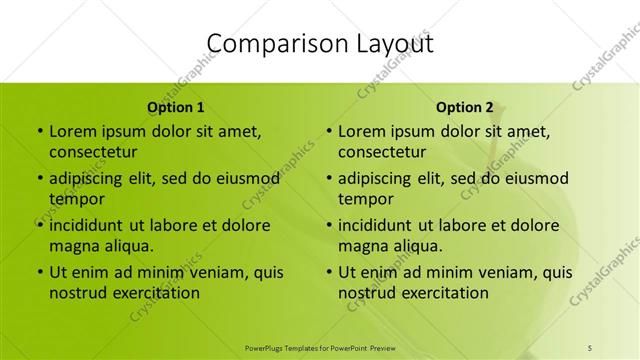 Comparison presentation slide layout