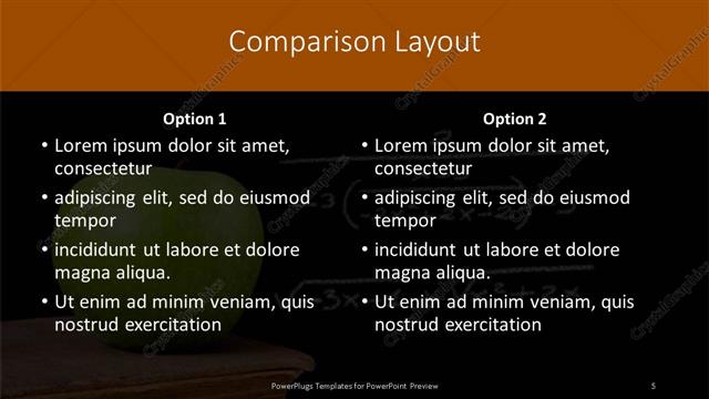 Comparison presentation slide layout