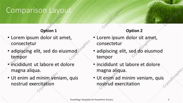 Comparison presentation slide layout
