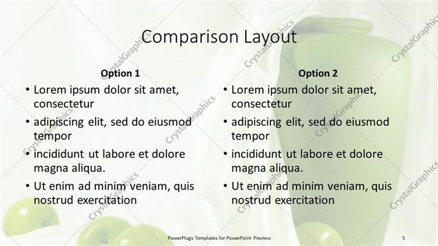 Comparison presentation slide layout