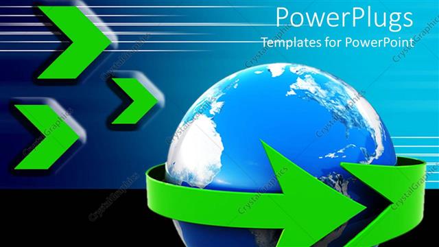  Presentation with green logistics - Green arrow wrapping around Earth, logistics, travel, global communications