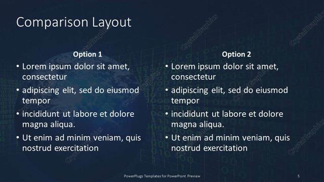 Comparison presentation slide layout