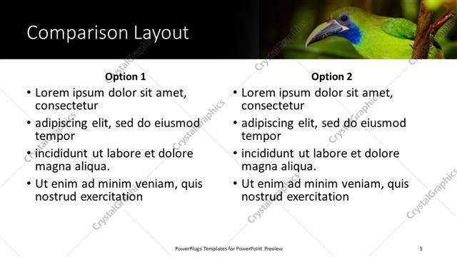 Comparison presentation slide layout
