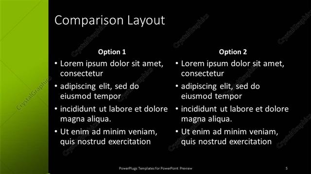 Comparison presentation slide layout