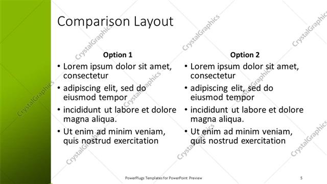 Comparison presentation slide layout