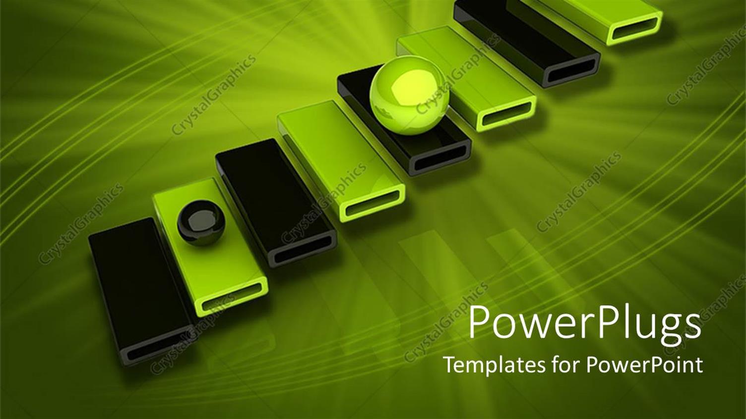 Featuring Green and Black Triangular Shaped Objects with Two Balls