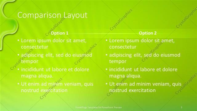 Comparison presentation slide layout