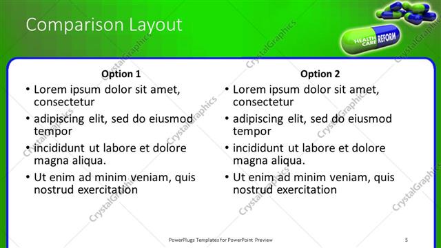 Comparison presentation slide layout