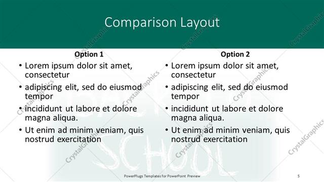 Comparison presentation slide layout