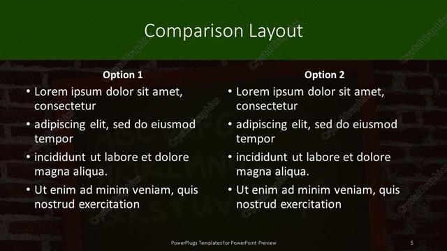 Comparison presentation slide layout