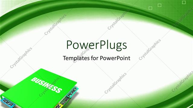 Presentation with business book - A green book with a text that spell out the word 