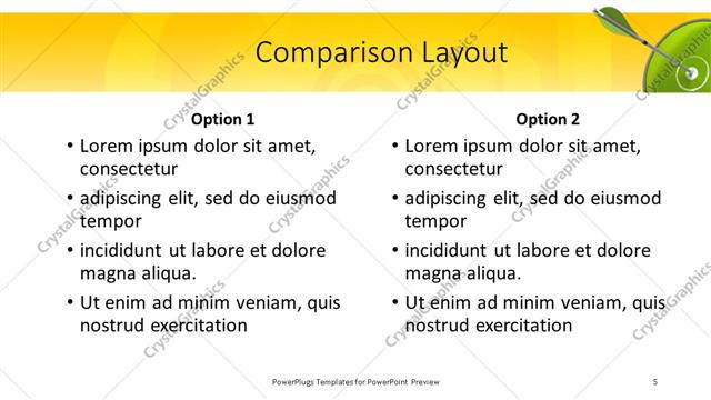Comparison presentation slide layout