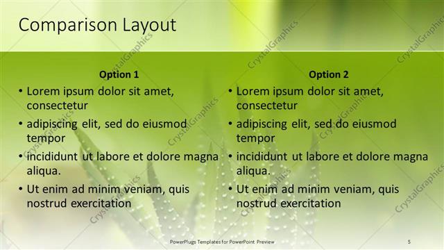 Comparison presentation slide layout