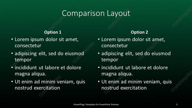 Comparison presentation slide layout