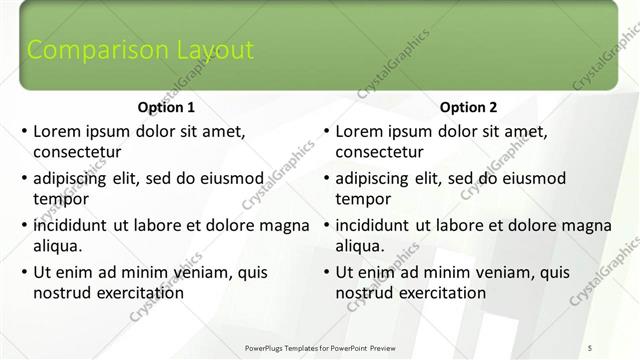 Comparison presentation slide layout