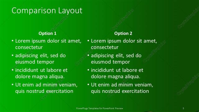 Comparison presentation slide layout