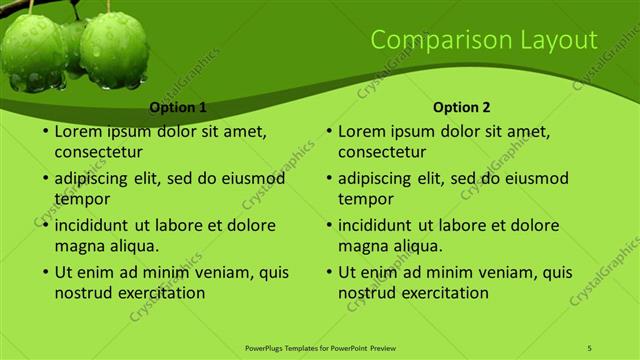 Comparison presentation slide layout