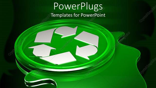  Presentation with circle logo - Green circle with white recycle logo on green liquid