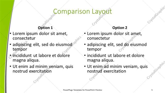 Comparison presentation slide layout