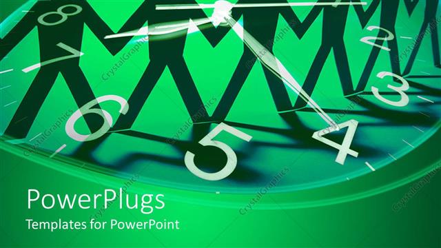  Presentation with black paper - Green clock and paper chain dolls teamwork green and black background